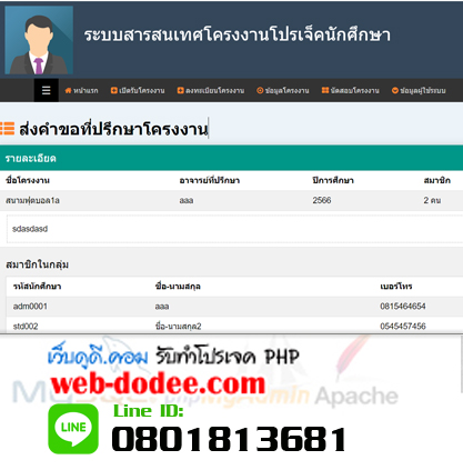 ระบบสารสนเทศโครงงานโปรเจ็คนักศึกษา